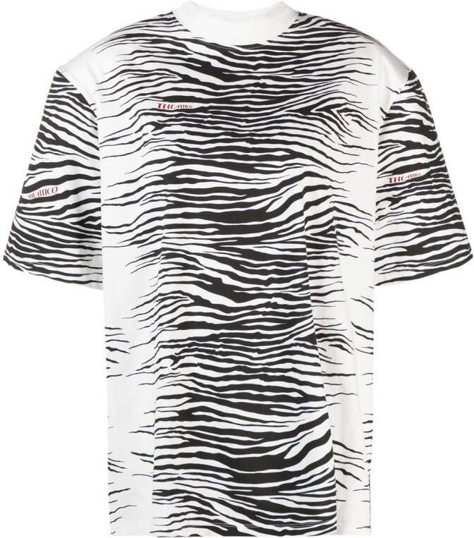 The Attico T-shirt met zebraprint Wit
