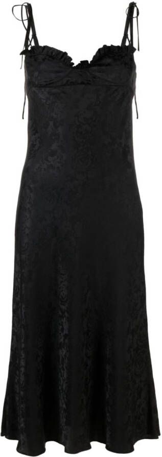The Garment Midi-jurk met bloemenjacquard Zwart