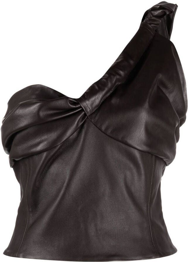 The Mannei Leren top Bruin
