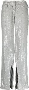 The Mannei sequin-embellished straight-leg trousers Grijs
