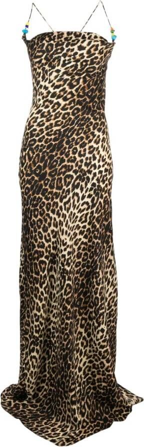 The New Arrivals Ilkyaz Ozel Maxi-jurk met luipaardprint Beige