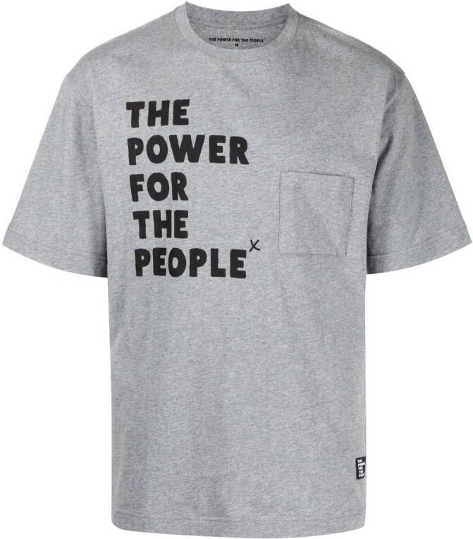 The Power For The People T-shirt met logoprint Grijs