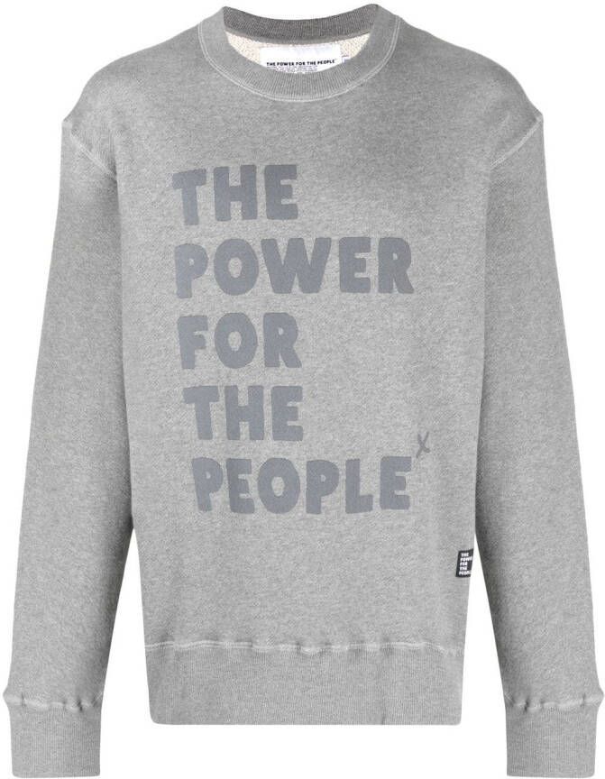 The Power For The People Sweater met logoprint Grijs