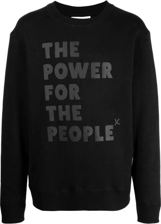 The Power For The People Sweater met logoprint Zwart