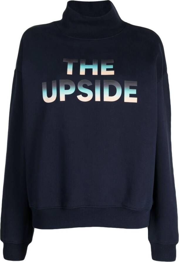 The Upside Sweater met tekst Blauw