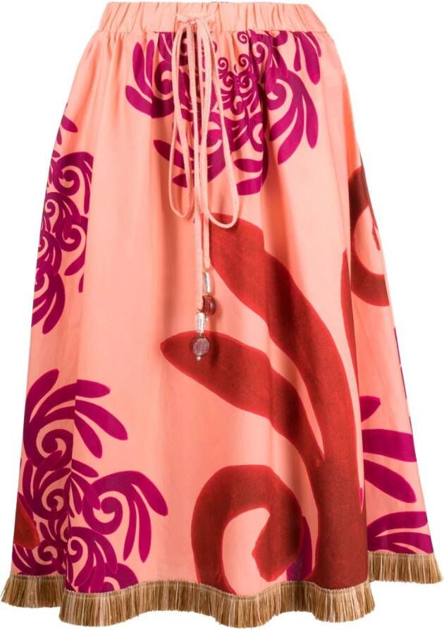 Themis Z floral-print high-waist skirt Oranje
