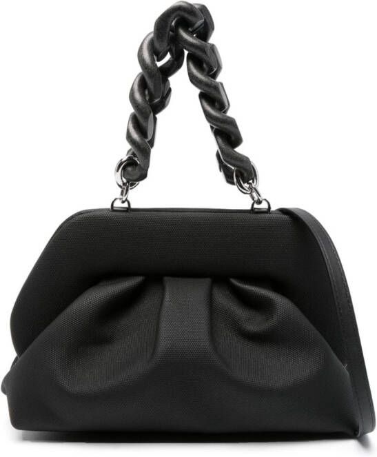 Themoirè Tia canvas clutch met rits Zwart