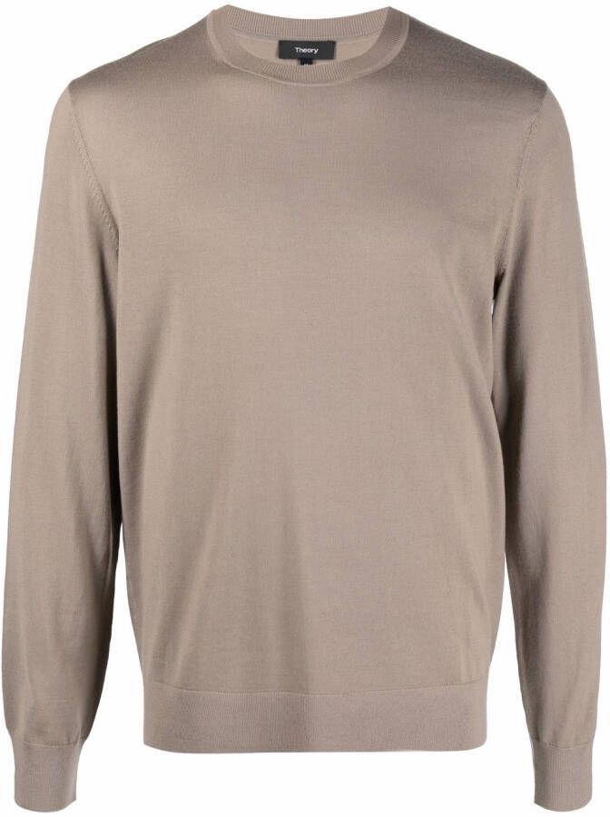 Theory Trui met ronde hals Beige