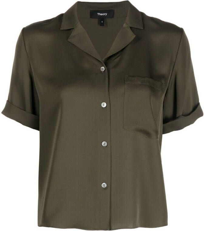 Theory Zijden blouse Groen