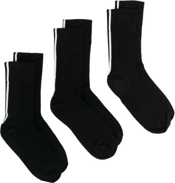 There Was One 3-pack sokken met streepdetail Zwart