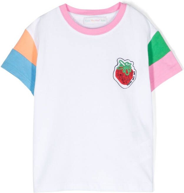 There Was One Kids T-shirt met aardbei-patch Wit