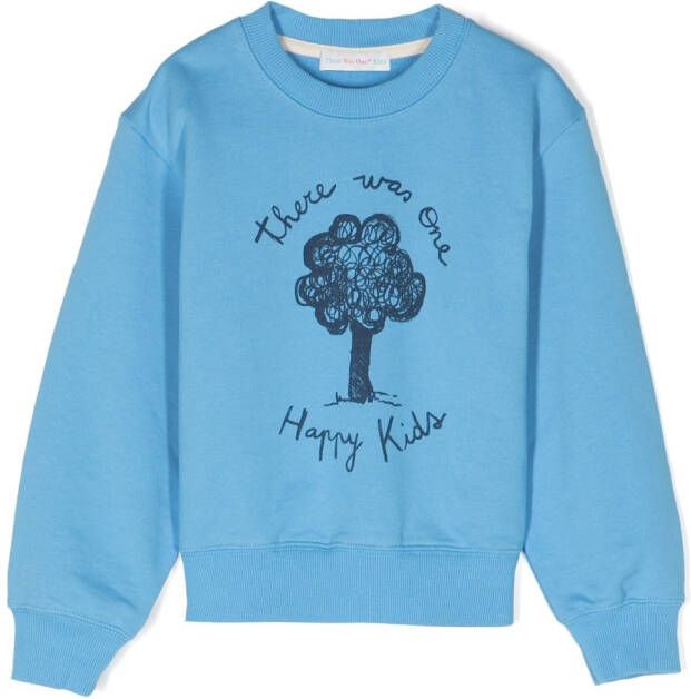 There Was One Kids Sweater met logoprint Blauw