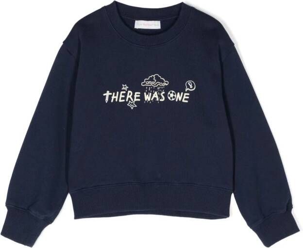 There Was One Kids Sweater met logoprint Blauw