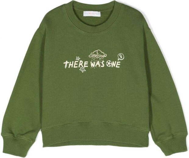 There Was One Kids Sweater met logoprint Groen