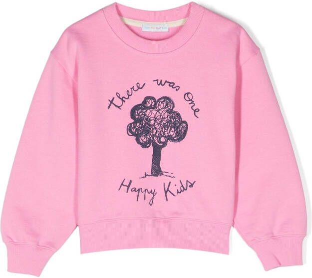 There Was One Kids Sweater met logoprint Roze