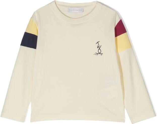 There Was One Kids T-shirt met colourblocking Beige