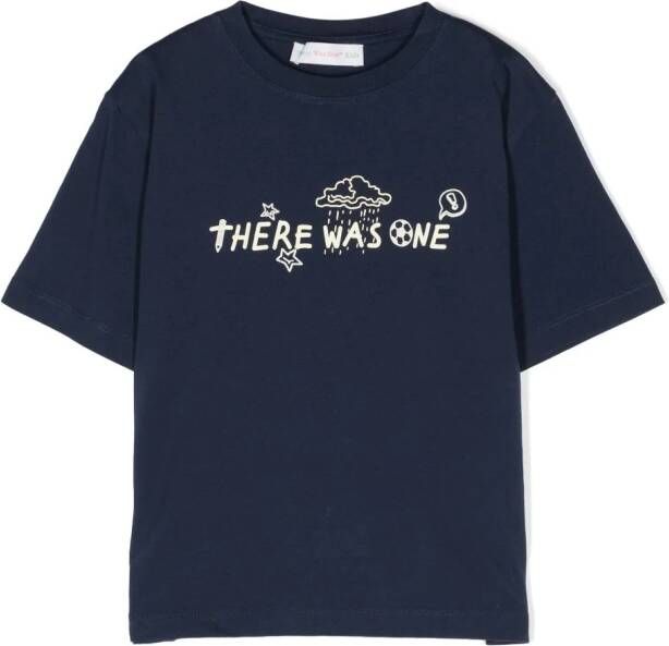 There Was One Kids T-shirt met logoprint Blauw