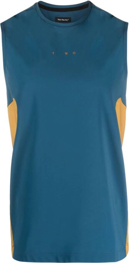 There Was One Top met logoprint Blauw