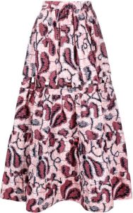 There Was One x Lisa Folawiyo maxi-rok met abstracte print Roze