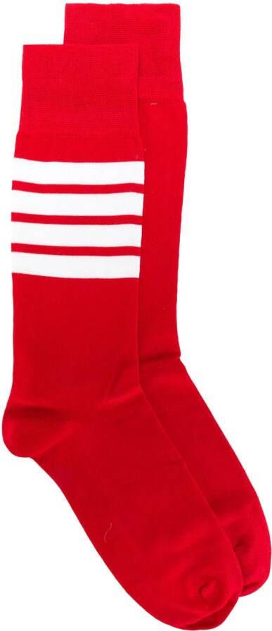 Thom Browne 4-Bar Stripe lichtgewicht katoenen mid-calf sokken Rood