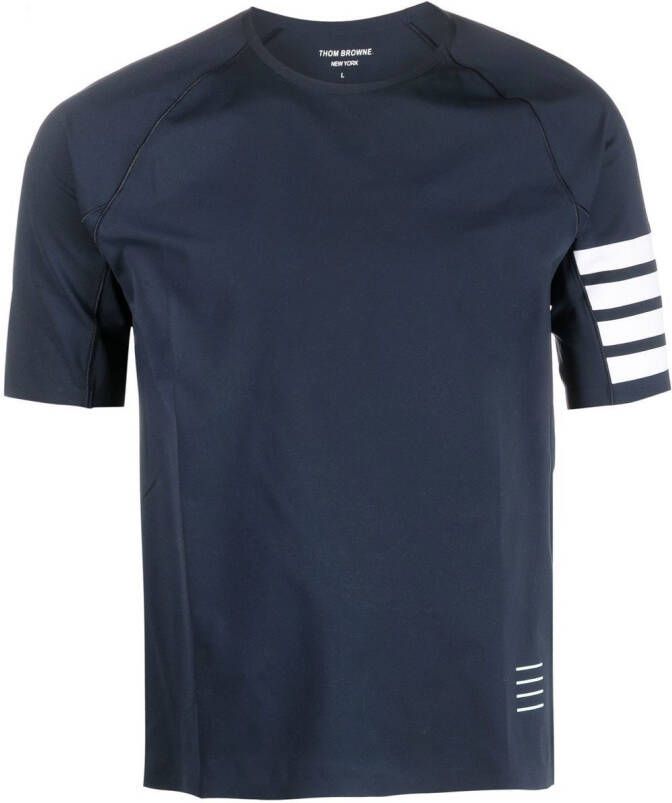 Thom Browne T-shirt met 4 strepen Blauw