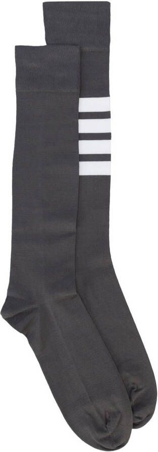 Thom Browne 4-bar striped socks Grijs