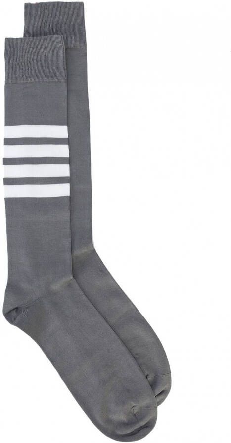 Thom Browne 4-bar striped socks Grijs