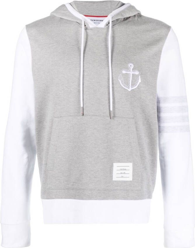 Thom Browne Hoodie met geborduurd anker Wit
