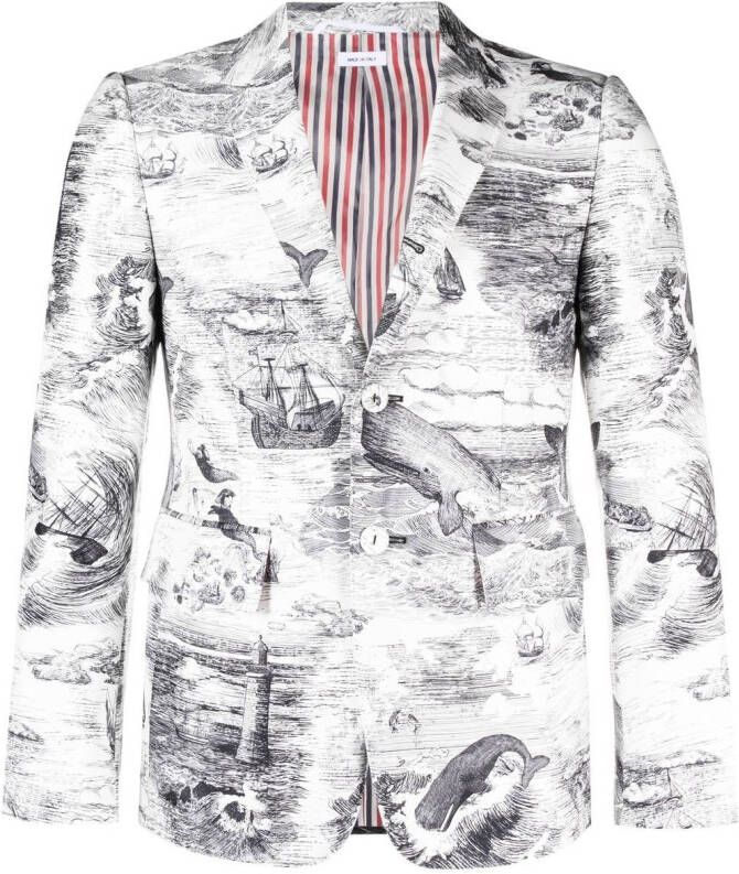 Thom Browne Blazer met print Zwart