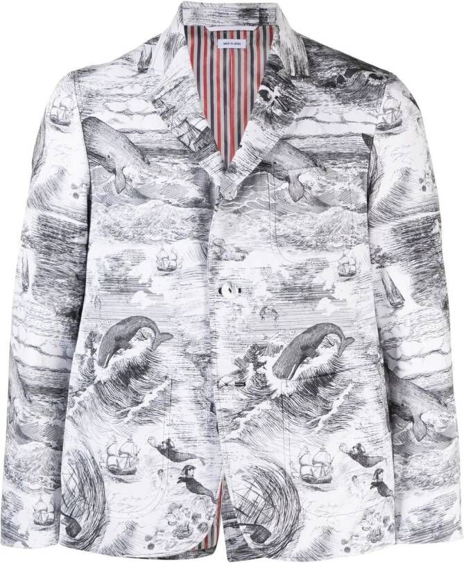 Thom Browne Blazer met print Zwart