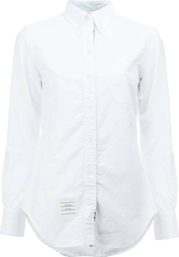 Thom Browne Classic Long Sleeve Button Down Shirt In White Oxford Wit