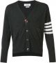Thom Browne Classic Short V-Neck Cardigan With White 4-Bar Stripe In Cashmere Grijs - Thumbnail 1