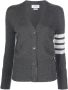 Thom Browne Classic V-Neck Cardigan In Cashmere With White 4-Bar Sleeve Stripe Grijs - Thumbnail 1