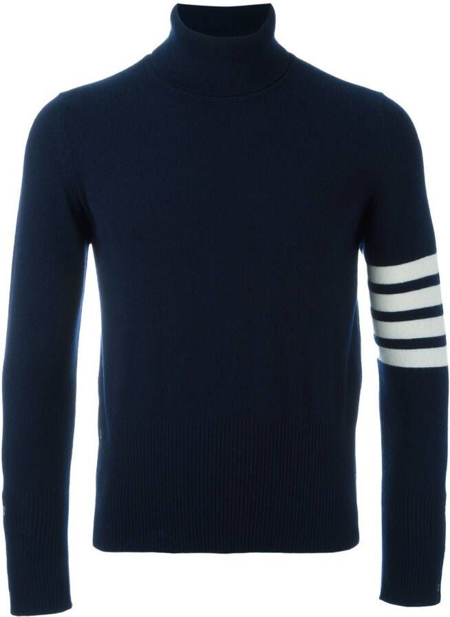 Thom Browne contrast stripe roll neck jumper Blauw