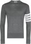 Thom Browne Crewneck Pullover With 4-Bar Stripe In Medium Grey Merino Grijs - Thumbnail 1