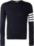 Thom Browne Crewneck Pullover With 4-Bar Stripe In Navy Merino Blauw - Thumbnail 1