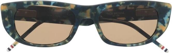 Thom Browne Eyewear tortoiseshell-effect rectangular-frame sunglasses Blauw
