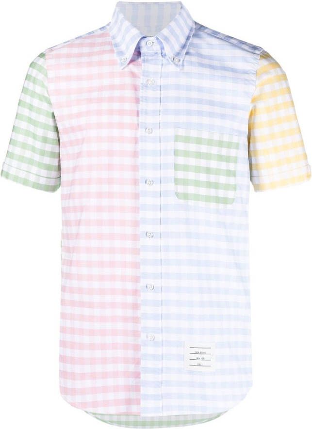Thom Browne Funmix gingham-check short-sleeved shirt Blauw