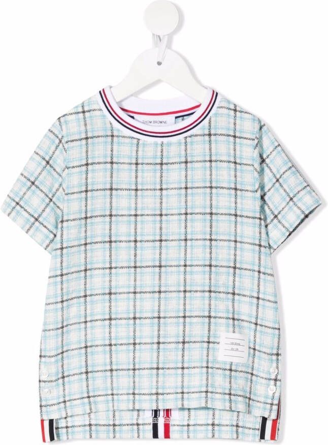 Thom Browne Kids Geruite rok Blauw