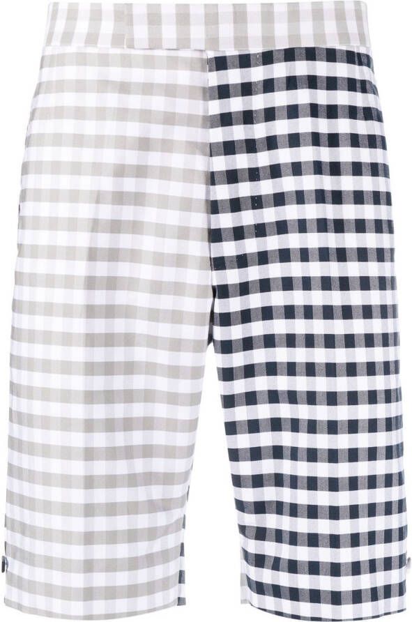 Thom Browne gingham check tailored shorts Grijs