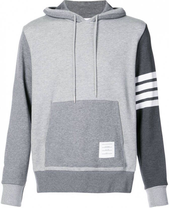 Thom Browne Hoodie Pullover With Tonal Fun Mix In Classic Loop Back With Engineered 4-Bar Grijs