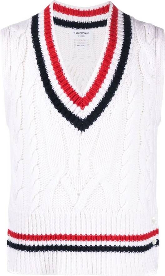 Thom Browne Kabelgebreide tanktop Wit