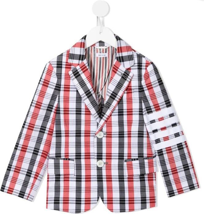 Thom Browne Kids Geruite blazer Rood