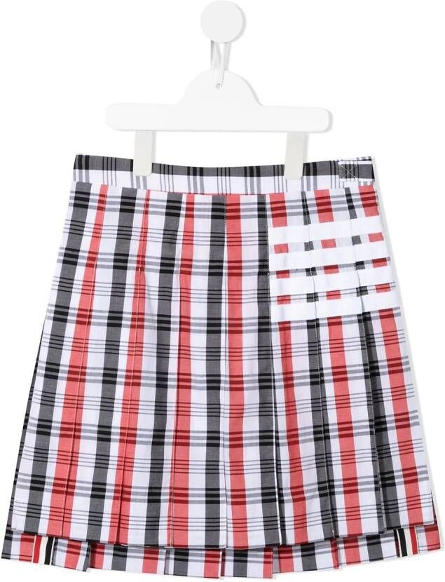 Thom Browne Kids Geruite rok Rood