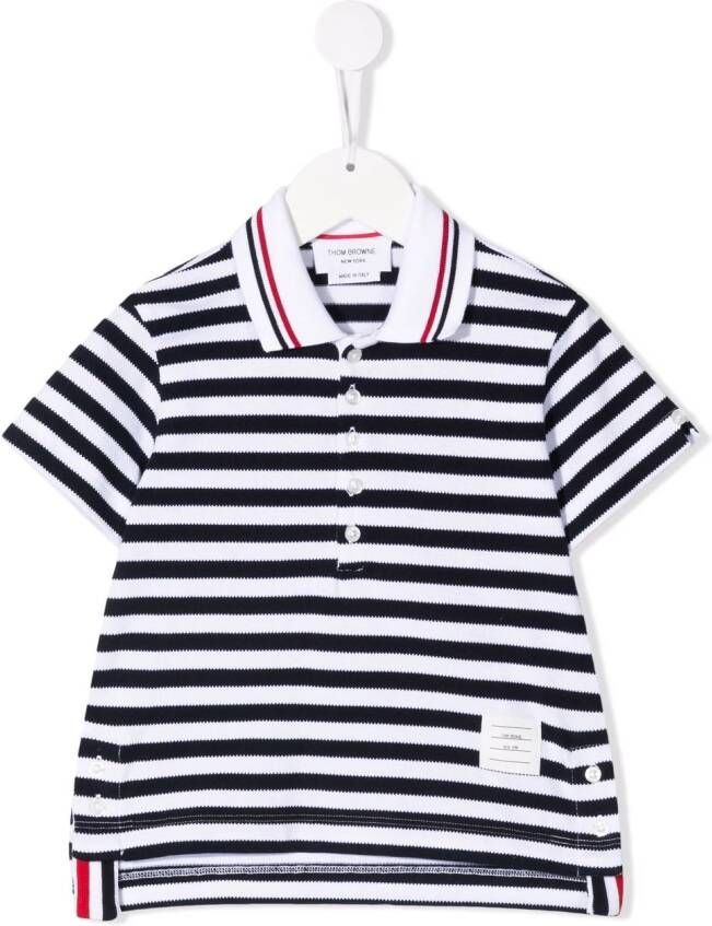 Thom Browne Kids Poloshirt met streep Blauw