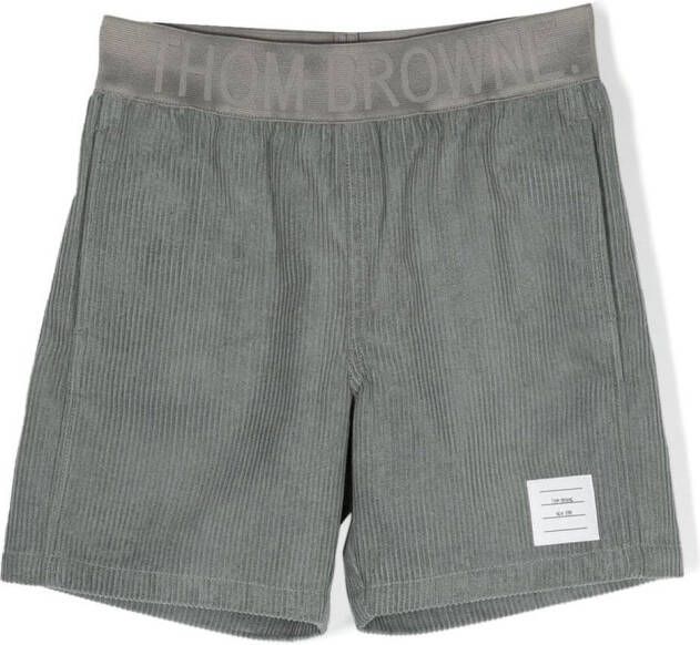 Thom Browne Kids Ribfluwelen shorts Grijs
