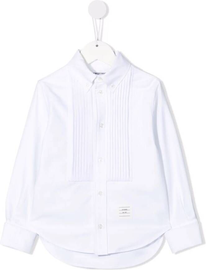 Thom Browne Kids Shirt met geplooide bies Wit