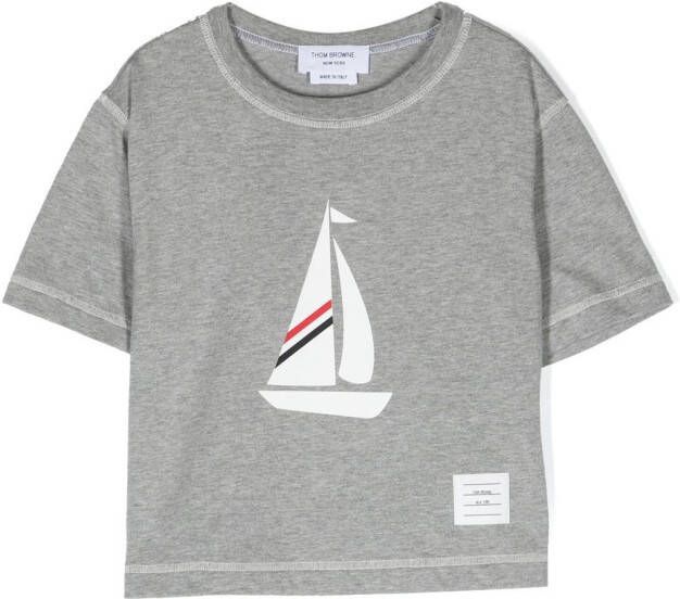 Thom Browne Kids T-shirt met grafische print Grijs