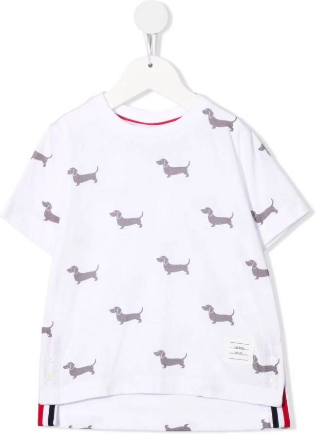 Thom Browne Kids T-shirt met hondprint Wit
