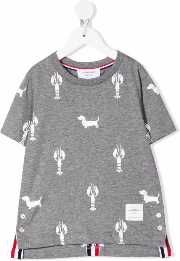 Thom Browne Kids T-shirt met logoprint Grijs